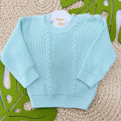 Blusa de linha ponto alto fechado- Verde Água