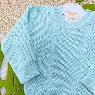 Blusa de linha ponto alto fechado- Verde Água