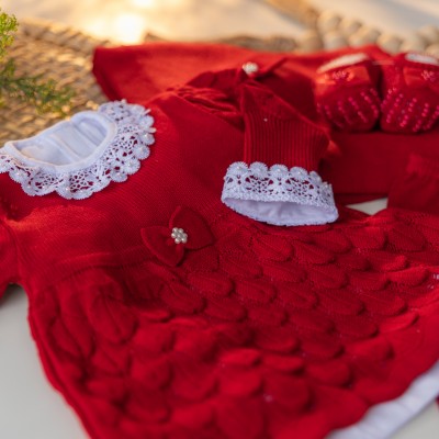  Saída de maternidade Bela- Vermelho Sapatilha