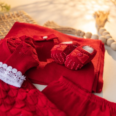  Saída de maternidade Bela- Vermelho Sapatilha