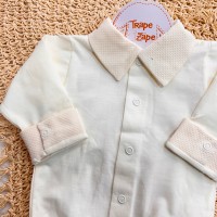 body gola bordada- liso piquet Off white