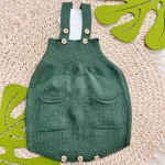  Jardineira Curta de Linha Dois Bolsos - Verde Musgo