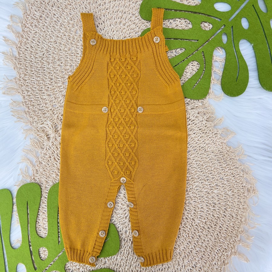  Jardineira de Linha Botão - Mostarda