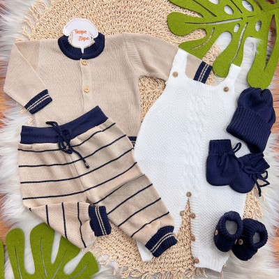 Kit Algodão Doce - Azul marinho e Areia