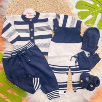  Kit Algodão Doce - Azul Jeans, Branco e Cinza