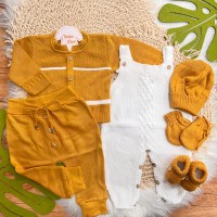  Kit Algodão Doce - Mostarda e Branco