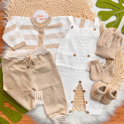  Kit Algodão Doce - Areia e Branco