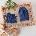 kit touca e luva- azul jeans