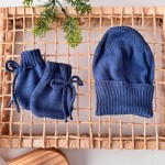 kit touca e luva- azul jeans