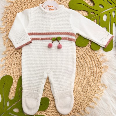 Macacão de Linha Cerejinha - Branco e Rose