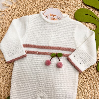 Macacão de Linha Cerejinha - Branco e Rose