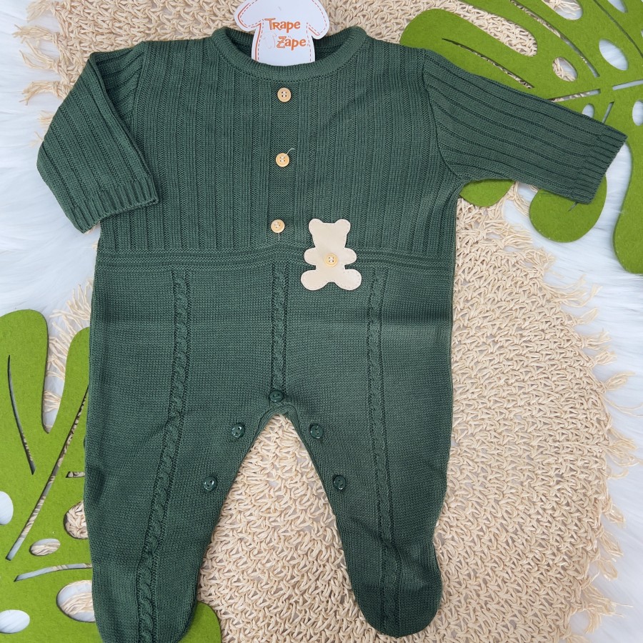  Macacão linha Joaquim- Verde Militar ursinho couro