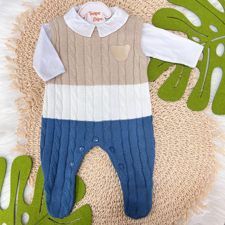 Macacão de linha Vicente Bege, branco e Azul Jeans Macacão de linha Vicente Bege, branco e Azul Jeans