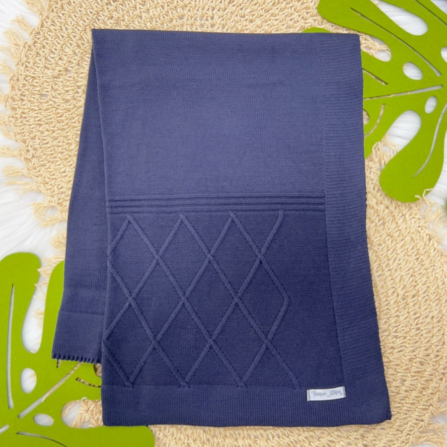 Manta de Linha Losango - Azul Marinho