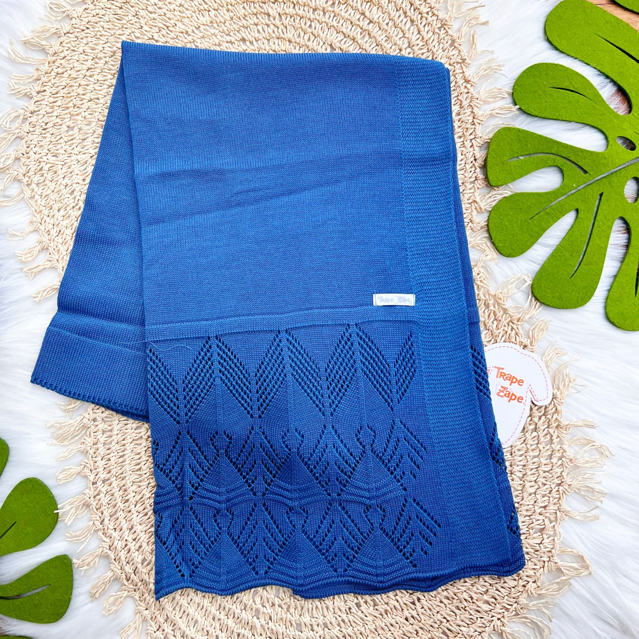  Manta de linha Renda Azul Jeans