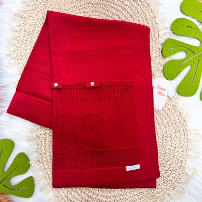 Manta de Linha Coração Dois Laços - Vermelho