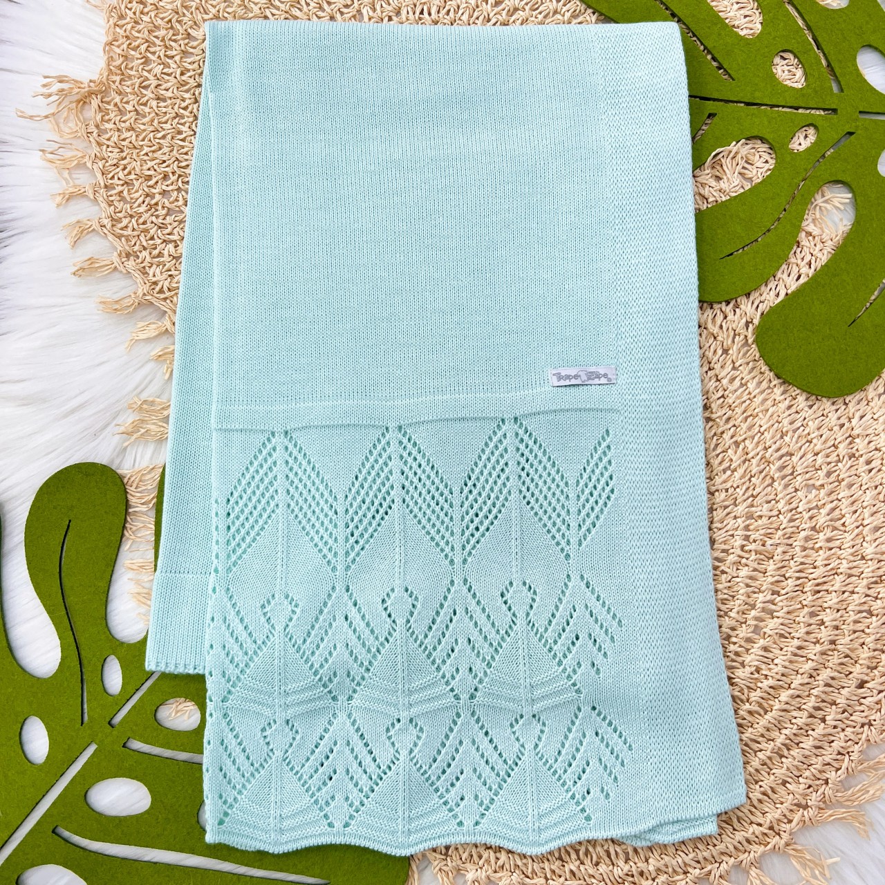 Manta de Linha Renda - Verde Água
