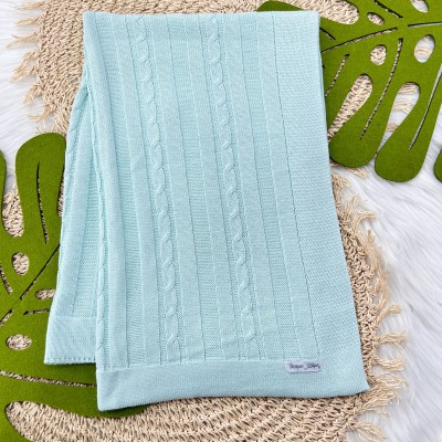  Manta de linha Trança Verde Agua