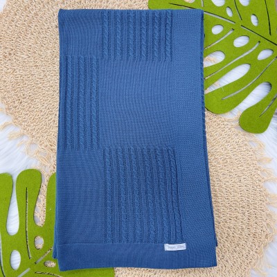 Manta de linha Quadrada e Trança Jeans