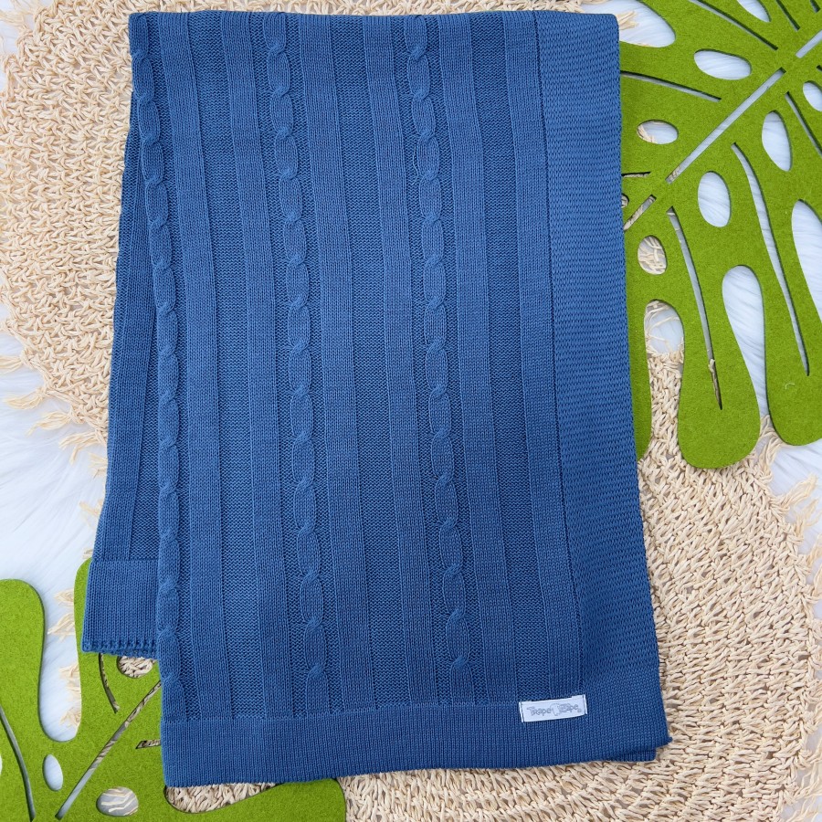 08/08 Manta de Linha Trança - Jeans