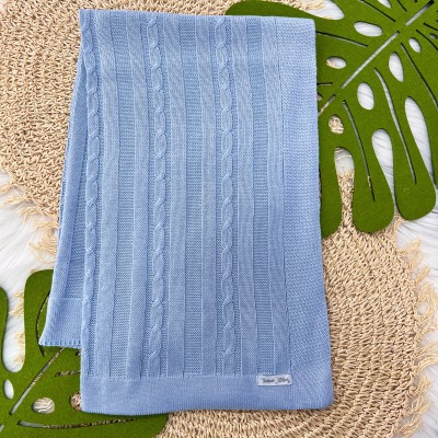   Manta de linha Trança Azul Bebê