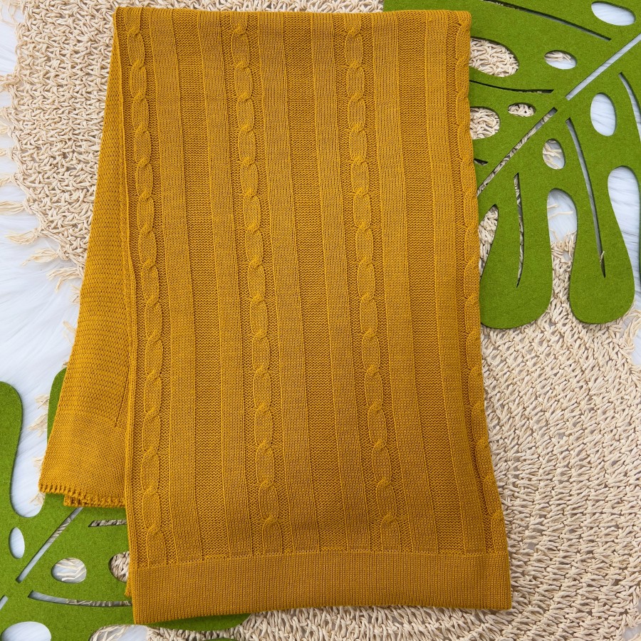  Manta de linha Trança Mostarda