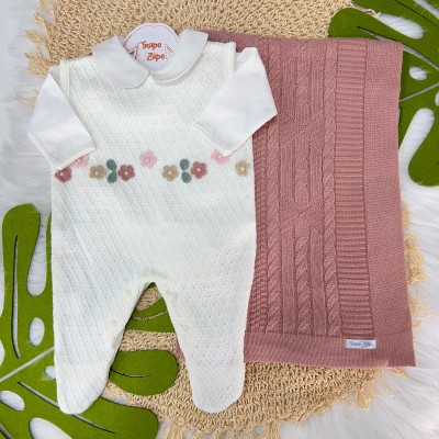  Saída de Maternidade Clara - Off White e Rose