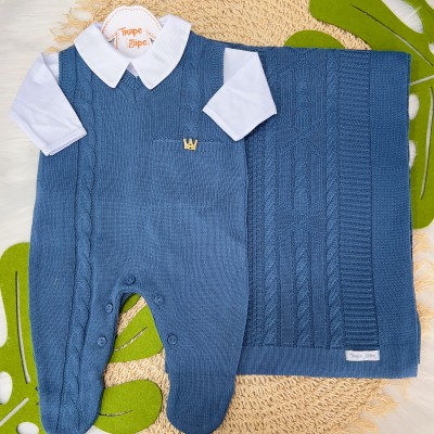  Saída de Maternidade Príncipe - Azul Jeans