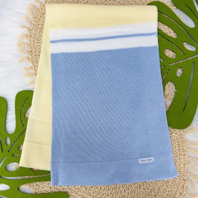 Saída de Maternidade Ursinho - Azul Bebê com Amarelo