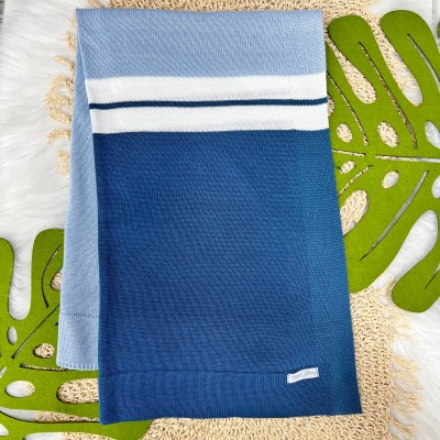 Saída de Maternidade Ursinho - Azul Jeans com Azul Bebê 