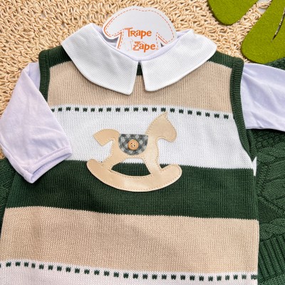 Saída de Maternidade Felipe - Verde Militar e Bege