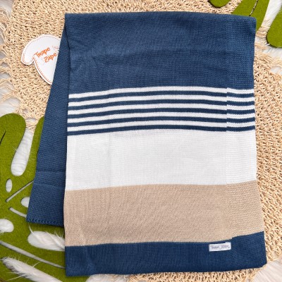 Saída de Maternidade Fernando - Azul Jeans e Bege