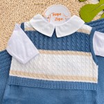 Saída de Maternidade Thommy - Azul Jeans e Bege