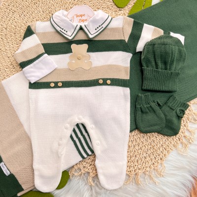 Saída de Maternidade Fernando - Verde Militar e Bege