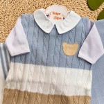 Saída de Maternidade Guilherme -Azul Bebê, Branco e Bege