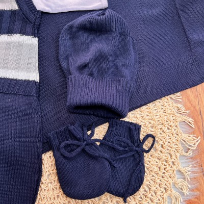 Saída de Maternidade Erick - Azul Marinho e Cinza