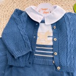 Saída de Maternidade Felipe - Azul Jeans e Bege