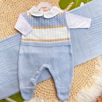 Saída de Maternidade Thommy - Azul Bebê e Bege
