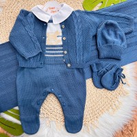 Saída de Maternidade Felipe - Azul Jeans e Bege