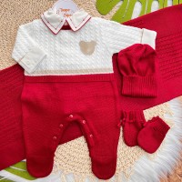 Saída de Maternidade Guilherme - Vermelho e Off White