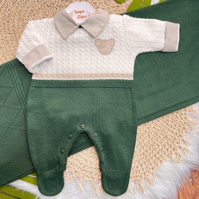 Saída de Maternidade Guilherme - Verde Militar e Bege