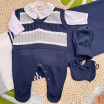 Saída de Maternidade Erick - Azul Marinho e Cinza