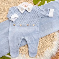 Saída de Maternidade Henry - Azul Bebê e Bege