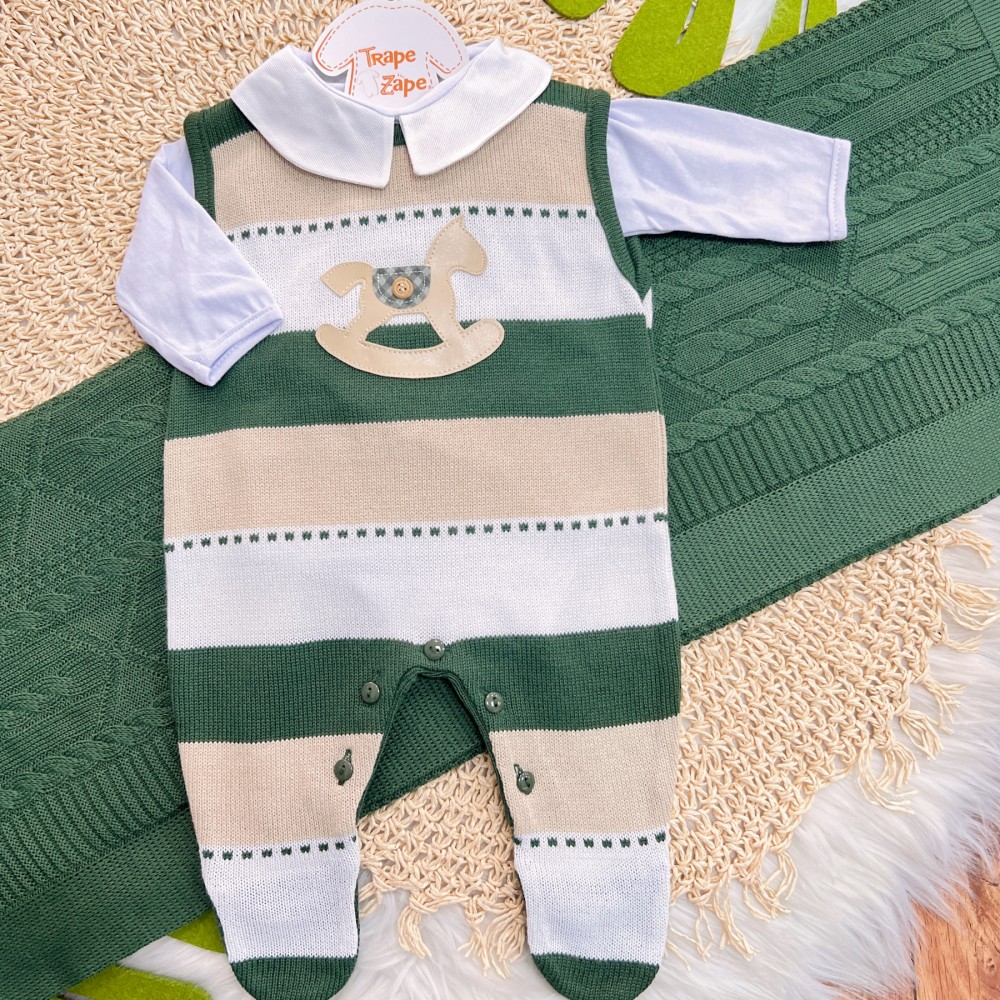 Saída de Maternidade Felipe - Verde Militar e Bege