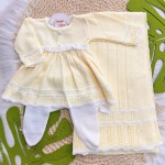 Saída de maternidade Alice- Amarelo e Branco