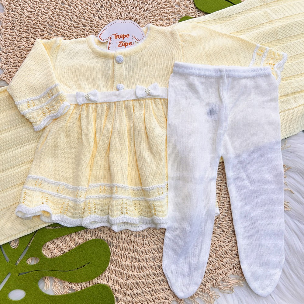 Saída de maternidade Alice- Amarelo e Branco