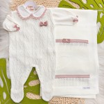   Saída de Maternidade Alana - Off White e Rose 