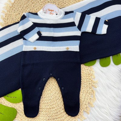  Saída de Maternidade Gustavo Azul Marinho, Azul Bebê e Branco