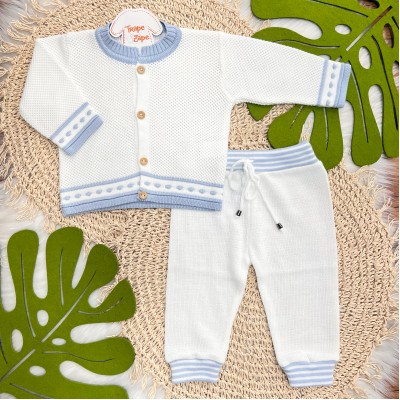 Conj de Linha Tijolinho - Azul com Branco Conj de Linha Tijolinho - Azul com Branco