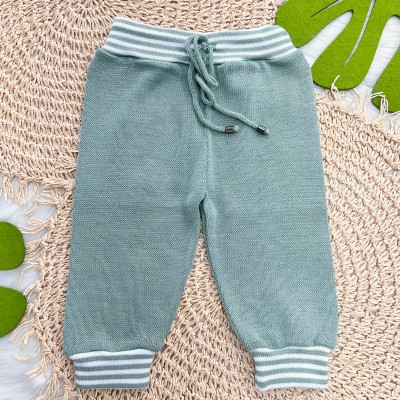 Conj de linha verde listrado e calça lisa